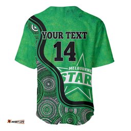 Custom Melbourne Stars Baseball Jersey Shirt Indigenous Art Grunge Style