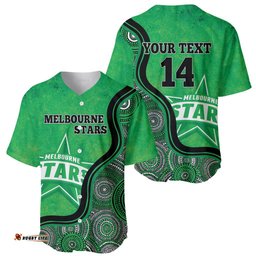 Custom Melbourne Stars Baseball Jersey Shirt Indigenous Art Grunge Style