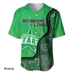 Custom Melbourne Stars Baseball Jersey Shirt Indigenous Art Grunge Style