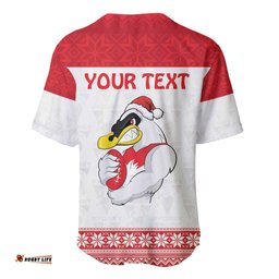 AFL Sydney Christmas Personalised Baseball Jersey Shirt with Swans Mascot Simple Style