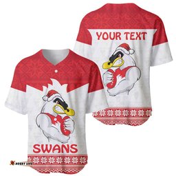 AFL Sydney Christmas Personalised Baseball Jersey Shirt with Swans Mascot Simple Style