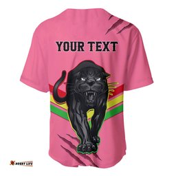 Personalised NRL Panthers Baseball Jersey Shirt Premiers Three Peat Proud Of Our Boys Pink