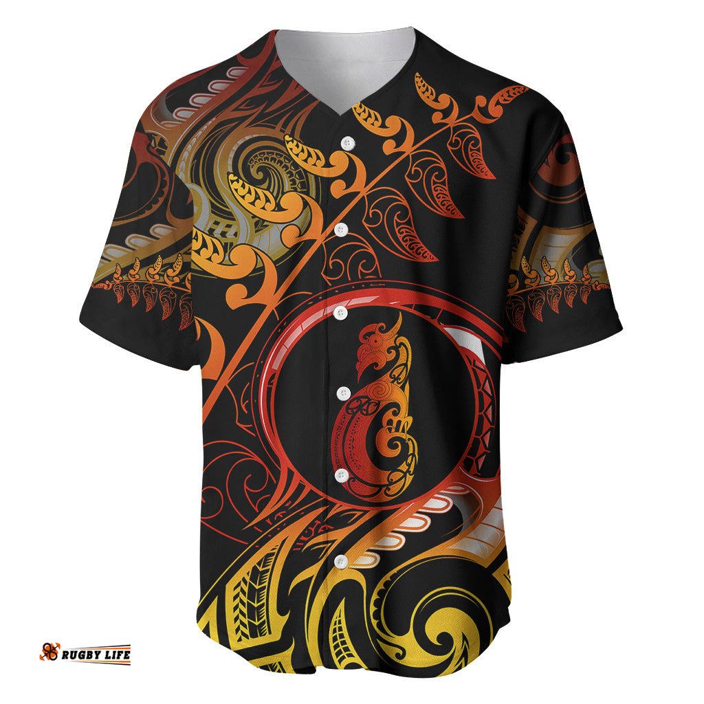 New Zealand Baseball Jersey Shirt Aotearoa Manaia Maori Fern Tattoo Arty