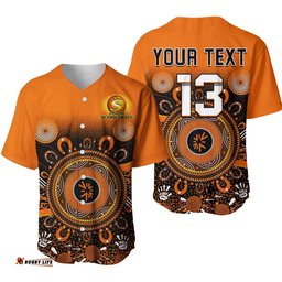 Custom Text and Number Perth Scorchers Baseball Jersey Shirt Aboriginal Sunshine