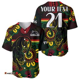 Custom Personalised NRL Penrith Panthers Rugby Baseball Jersey Shirt Panthers 1966 Aboriginal