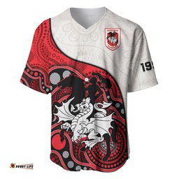 Dragons Rugby Baseball Jersey Shirt St George Illawarra 1998 Indigenous Art 03