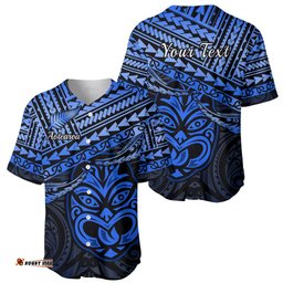 Personalised Matariki New Zealand Baseball Jersey Shirt Maori New Year Tiki Blue Version