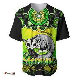Personalised Australia Gemini Sugar Gilder Zodiac Baseball Jersey Shirt Auz Astrology Aboriginal Green