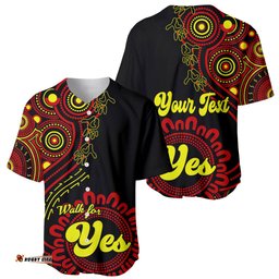 Personalised Australia Walk For Yes Baseball Jersey Shirt Indigenous Voice Aboriginal Red Vibe