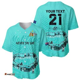 Matildas Til Its Done Custom Baseball Jersey Shirt Australia Womens Soccer Turquoise Style