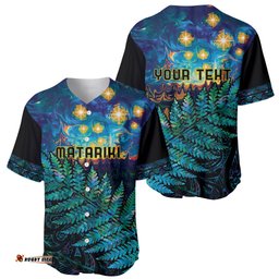 Matariki Te Tau Hou Maori Baseball Jersey Shirt New Zealand Silver Fern Night Starry Sky