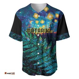Matariki Te Tau Hou Maori Baseball Jersey Shirt New Zealand Silver Fern Night Starry Sky