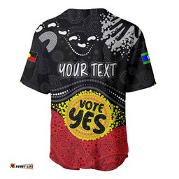 Personalised Australia Indigenous Baseball Jersey Shirt Walk For Yes Aboriginal Flag Style