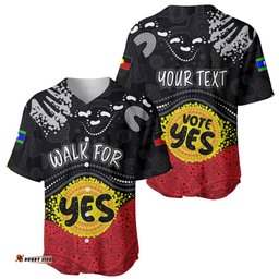 Personalised Australia Indigenous Baseball Jersey Shirt Walk For Yes Aboriginal Flag Style