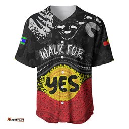 Personalised Australia Indigenous Baseball Jersey Shirt Walk For Yes Aboriginal Flag Style