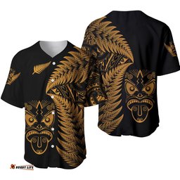 New Zealand Haka Rugby Maori Baseball Jersey Shirt Silver Fern Vibes Gold