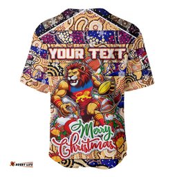 Custom Lions Football Merry Christmas Baseball Jersey Shirt Indigenous Australian Art