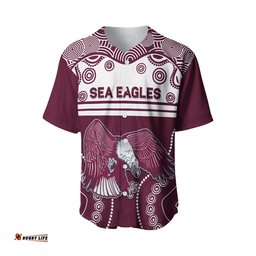 Custom Personalised Sea Eagles Indigenous Baseball Jersey Shirt Manly Forever Custom Text and Number