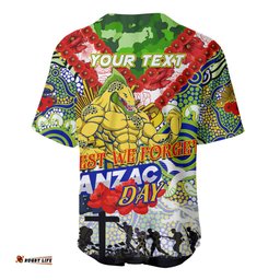 Personalised Eels ANZAC Day Baseball Jersey Shirt Aboriginal Rising Sun