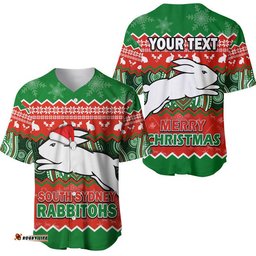 Custom Personalised South Sydney Rabbitohs Aboriginal Christmas Vibe Baseball Jersey Shirt