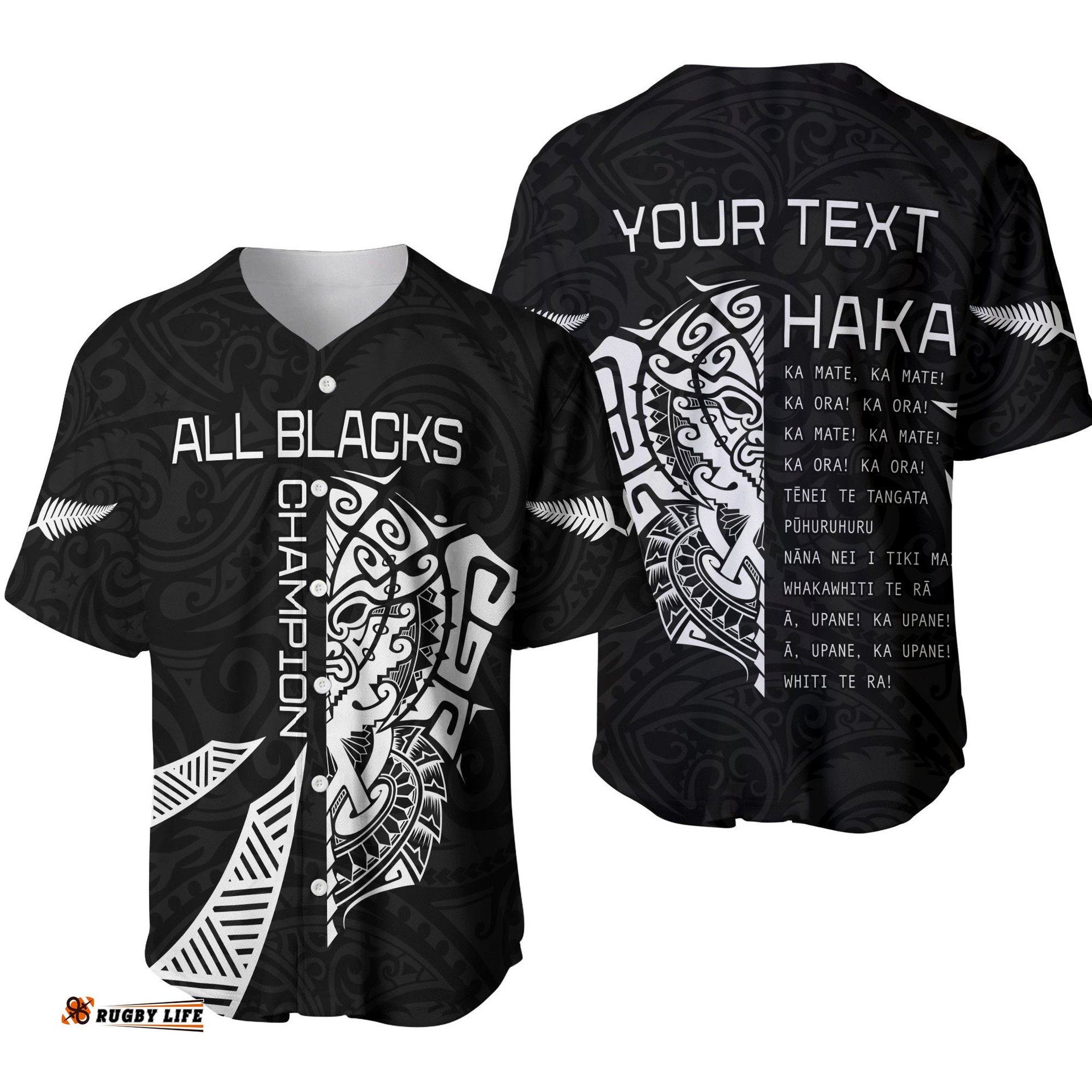 Custom Personalised New Zealand Rugby Baseball Jersey Shirt Haka All Black mix Ta Moko