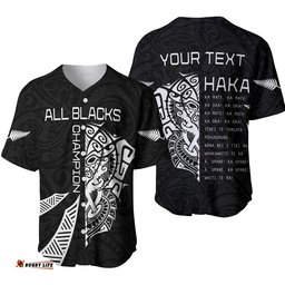 Custom Personalised New Zealand Rugby Baseball Jersey Shirt Haka All Black mix Ta Moko