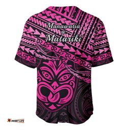 Matariki New Zealand Baseball Jersey Shirt Maori New Year Tiki Pink Version
