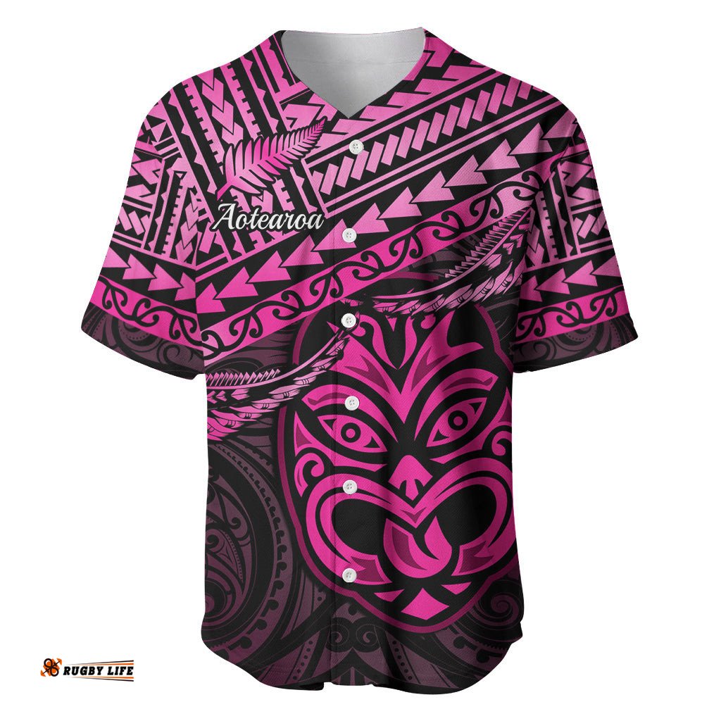 Matariki New Zealand Baseball Jersey Shirt Maori New Year Tiki Pink Version