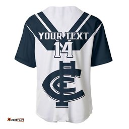 Personalised Carlton Football Baseball Jersey Shirt Go Blues White Simple Style