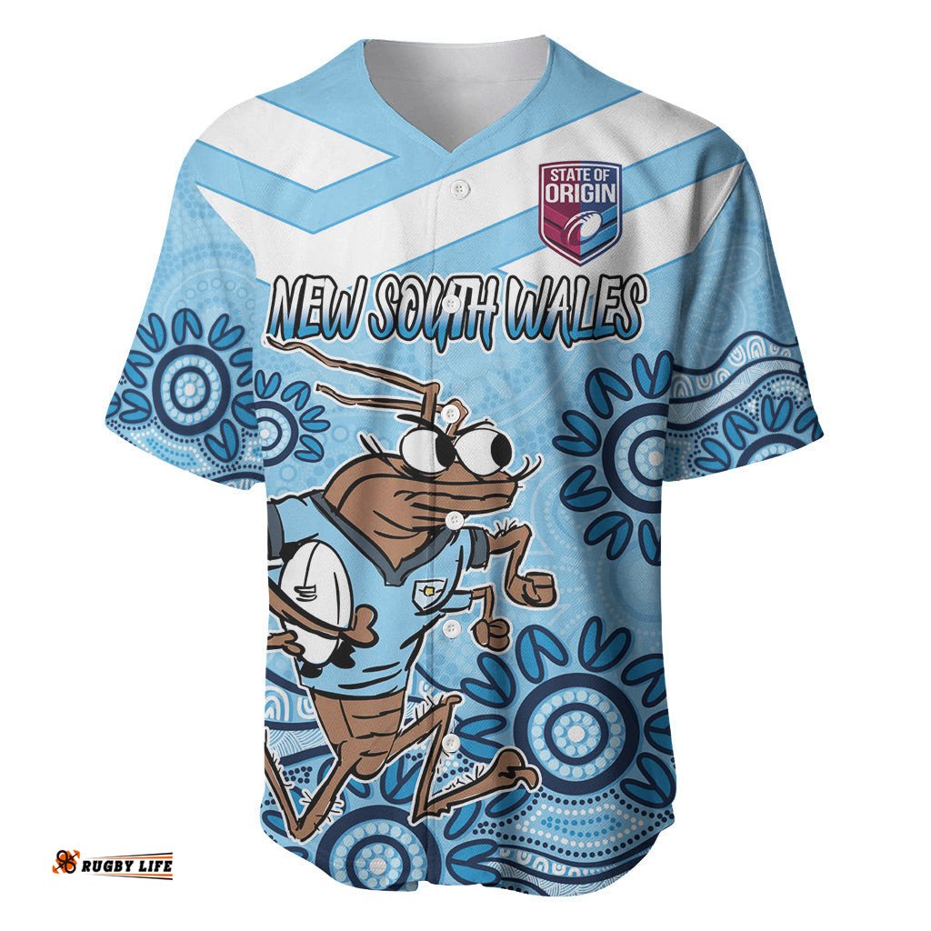 Custom NSW Blues Cockroach Blooded Aboriginal Inspired Baseball Jersey Shirt