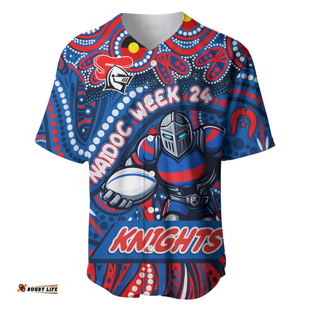 Custom Australia NAIDOC Week 2024 Baseball Jersey Shirt Newcastle Knights Mascot Keep The Fire Burning