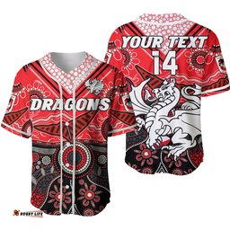Custom Text And Number Dragons Rugby Baseball Jersey Shirt Indigenous Pattern Artsy Version 02