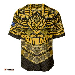 Matildas Soccer Baseball Jersey Shirt Polynesian and Aboriginal Gold Vibe