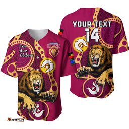 Custom Text And Number Brisbane Lions Football NAIDOC Baseball Jersey Shirt For Our Elders Indigenous Art Ver.01
