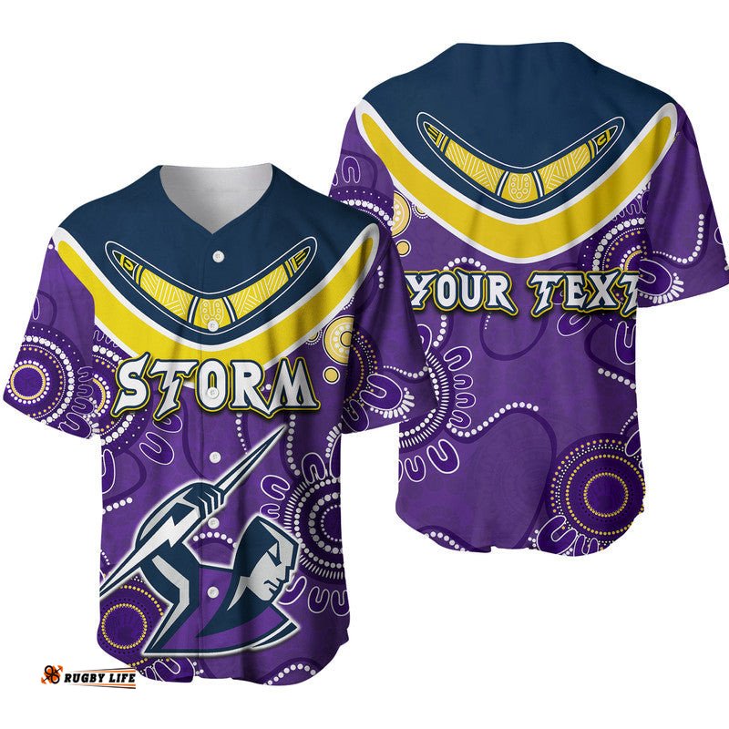 Custom Personalised Go Storm Rugby Aboriginal Boomerang Baseball Jersey Shirt