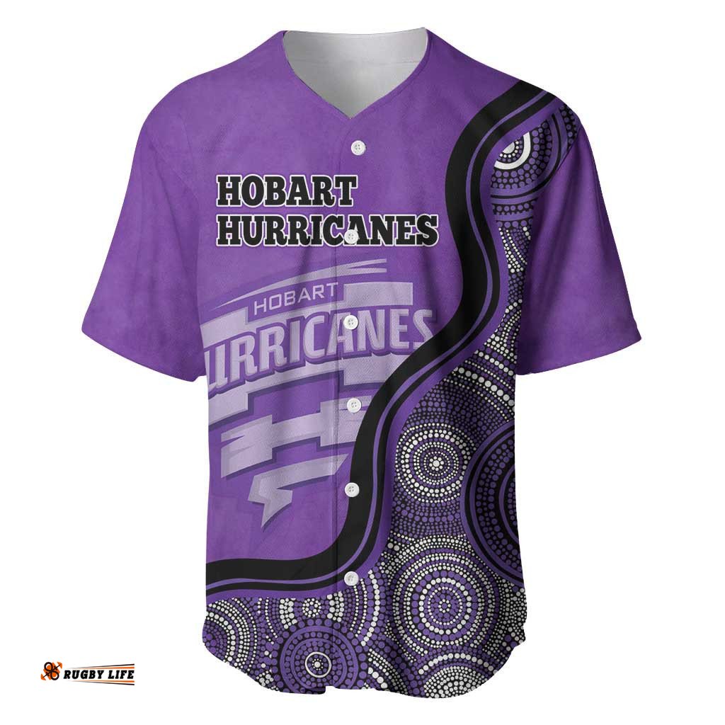 Custom Hobart Hurricanes Baseball Jersey Shirt Indigenous Art Grunge Style