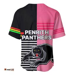 Penrith Panthers Rugby Baseball Jersey Shirt Proud The Panthers Comeback Black and Pink