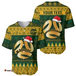 Personalised Australia Matildas Christmas Baseball Jersey Shirt Merry Xmas National Color