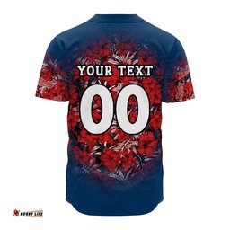 Sydney Roosters Baseball Jersey Shirt Polynesian Hibiscus Tropical Vintage NRL