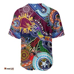 Personalised Broncos NAIDOC Week 2024 Baseball Jersey Shirt Australia Aboriginal Dot Painting