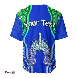 Custom Personalised Torres Strait Islands Baseball Jersey Shirt The Dhari Mix Aboriginal Turtle Version Blue