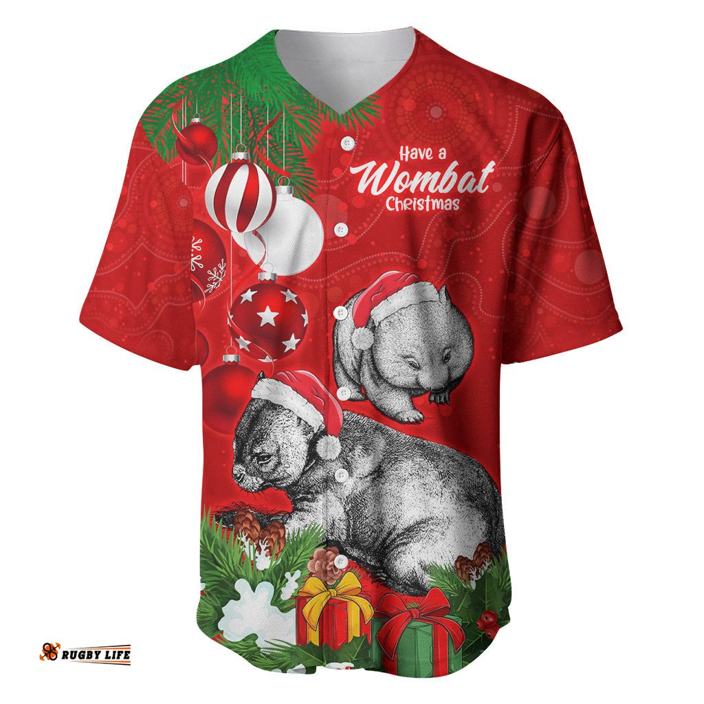 Personalised Wombat Lover Baseball Jersey Shirt Australia Merry Christmas Aboriginal
