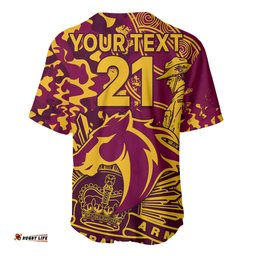 Custom Text And Number NRL ANZAC Broncos Baseball Jersey Shirt Camouflage 09