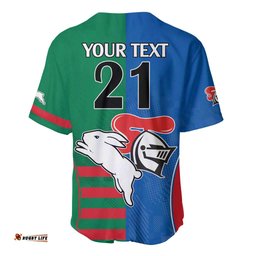 Custom Knights and Rabbitohs Rugby Baseball Jersey Shirt Sporty Style