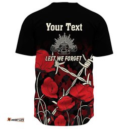 Custom Anzac Day Camouflage Poppy & Barbed Wire Baseball Jersey Shirt