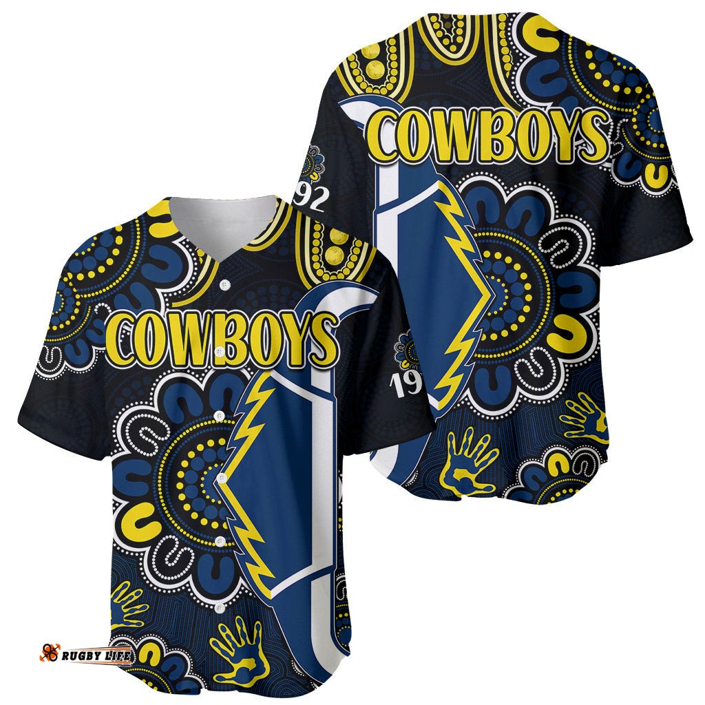 NRL North Queensland Cowboys Rugby Baseball Jersey Shirt Est 1992 Aboriginal