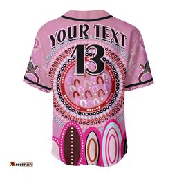 Custom Text and Number Aboriginal Stand Up Baseball Jersey Shirt Circle Dot with Lizard Version 02 Pink