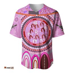Custom Text and Number Aboriginal Stand Up Baseball Jersey Shirt Circle Dot with Lizard Version 02 Pink