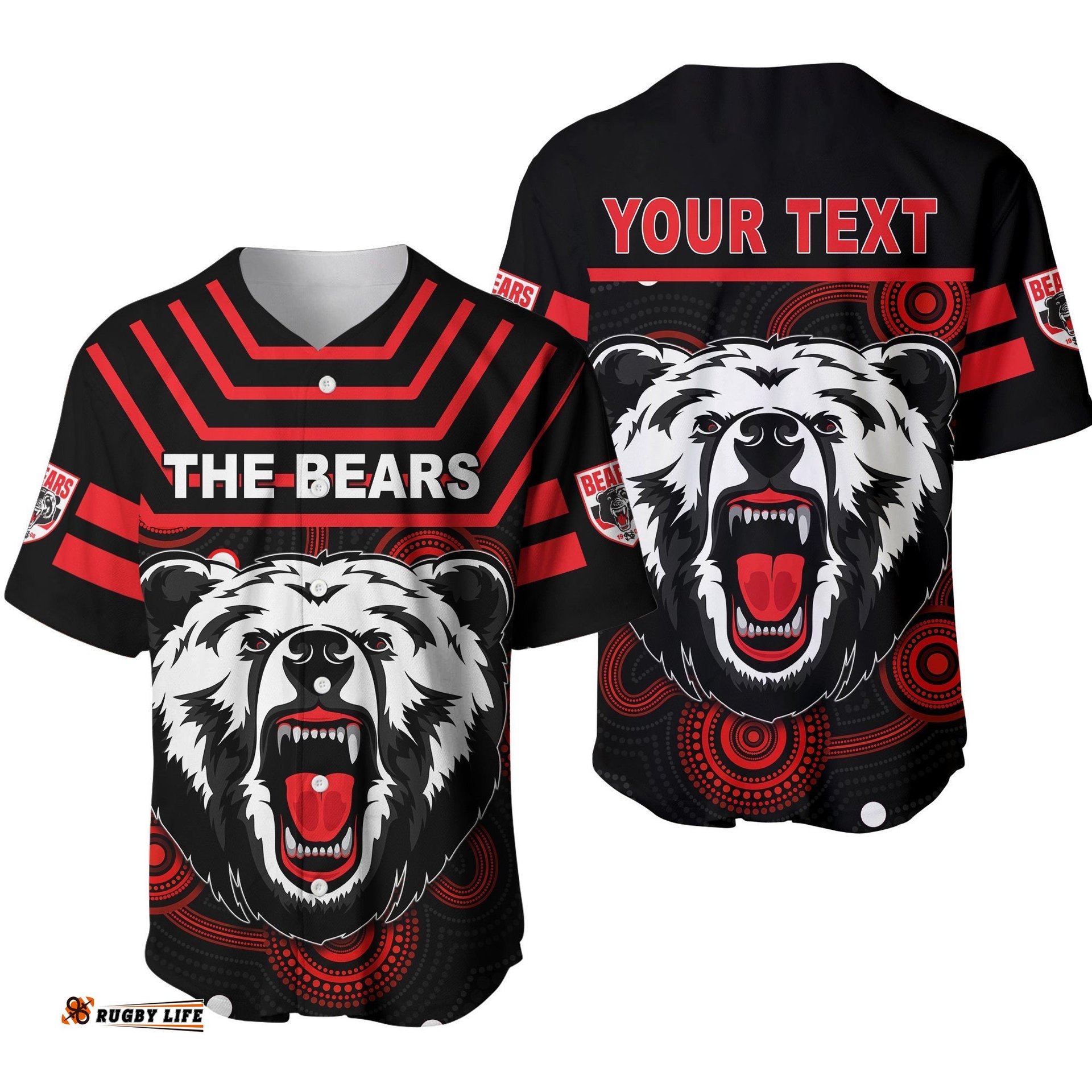Custom Personalised The Bears Indigenous Baseball Jersey Shirt Go North Sydney
