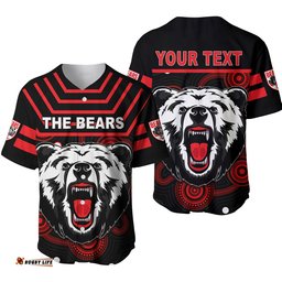 Custom Personalised The Bears Indigenous Baseball Jersey Shirt Go North Sydney